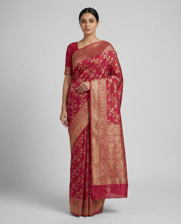 Rose Pink Premium Silk Saree with Rich Zari Work