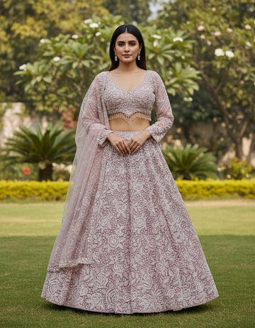 Soft Pink Embroidered Lehenga Set