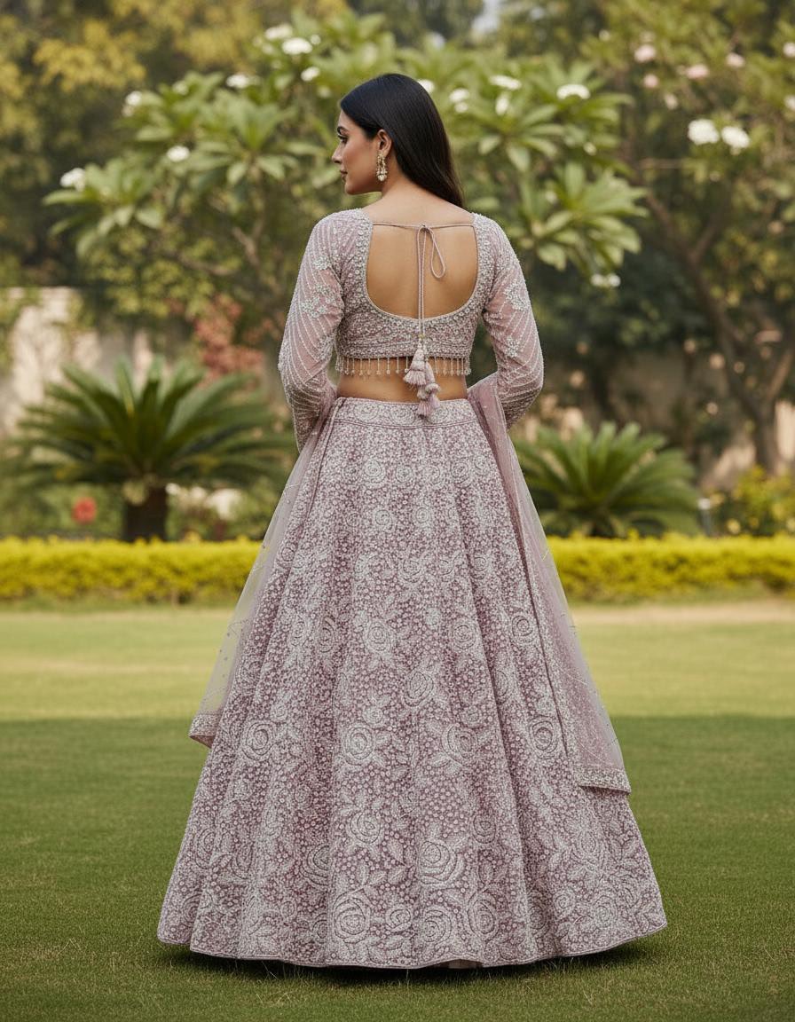 Soft Pink Embroidered Lehenga Set