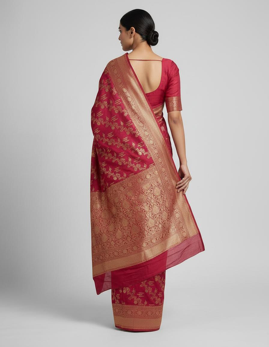 Rose Pink Premium Silk Saree with Rich Zari Work